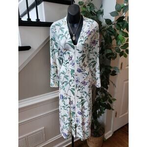 Cuddledown Nightgown Dress Women S White Floral Long Sleeve V Neck Full Zipper